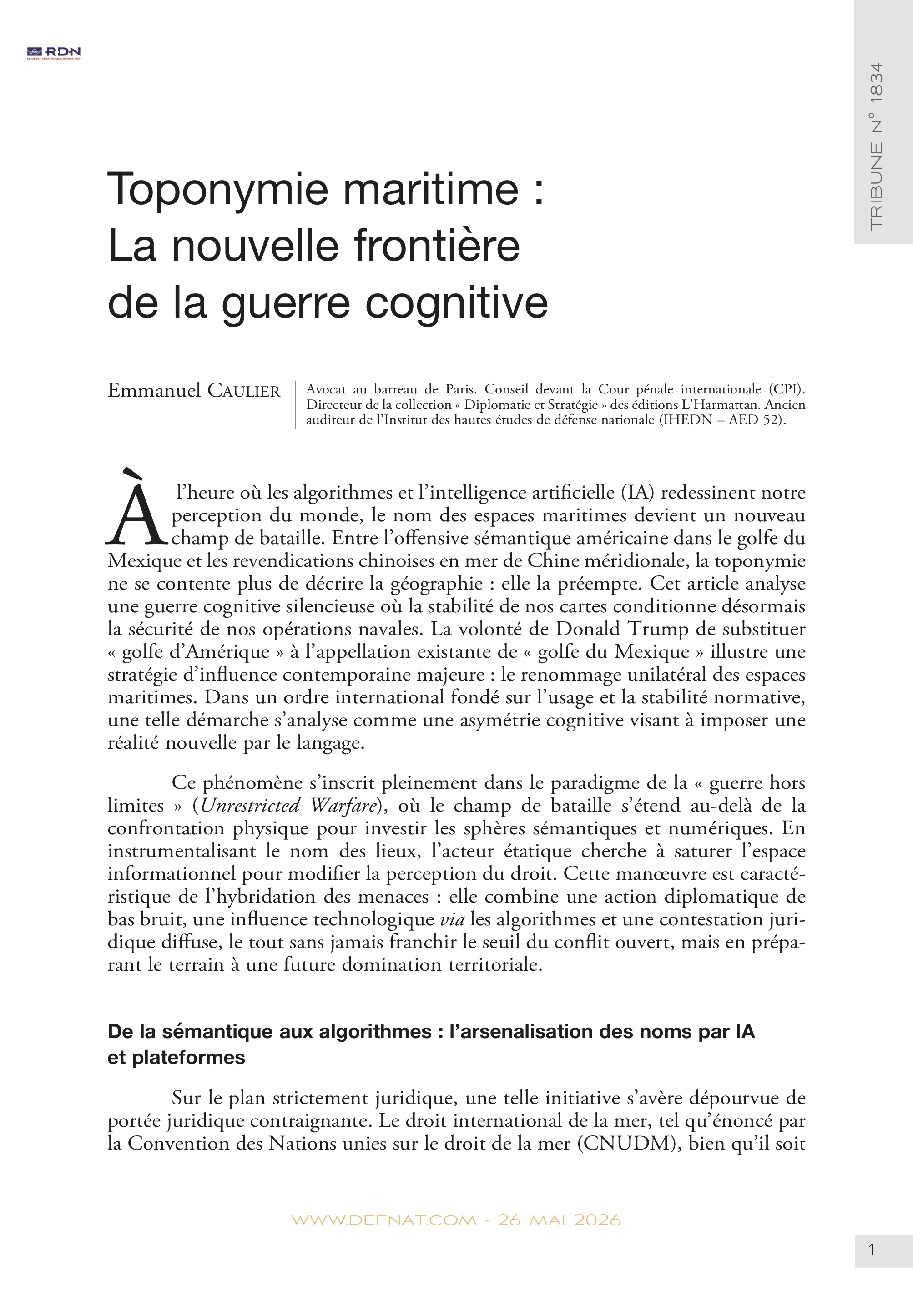 Toponymie maritime&nbsp;: La&nbsp;nouvelle&nbsp;fronti&egrave;re de&nbsp;la&nbsp;guerre&nbsp;cognitive (T&nbsp;1834)
